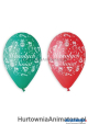 Balony Premium „Wesołych Świąt”, czerwone i zielone, 12″ / 5 szt.