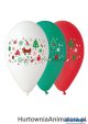 Balony Premium „Mikołaj”, czerwone, zielone i białe, 12″