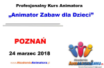 Kurs Animatora POZNAŃ 24.03.2018