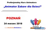 Kurs Animatora POZNAŃ 24.03.2018