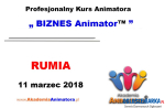 Kurs Animatora - BIZNES Animator™ Rumia 11.03.2018
